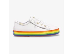Keds Kickstart Läder Jr Rainbow Vita Olika Färger | 9456IKPVE