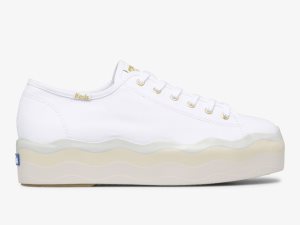 Keds Triple Up Canvas Wave Foxing Vita Olika Färger | 9483MCNFS